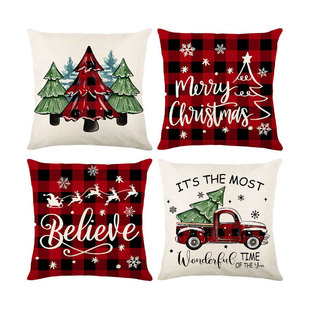 Christmas pillow case 45 × 45 without core Nantong home textile sofa linen printed pillowcase high color value car pillow