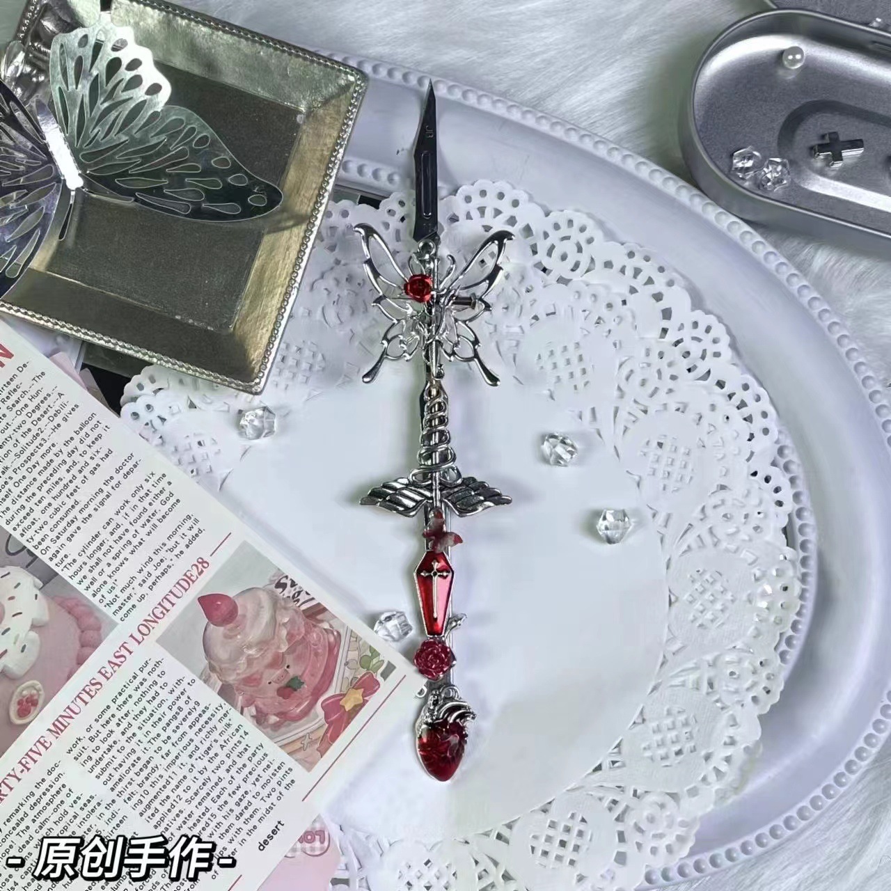 Original Niche Subculture Gift Box Opener Handmade Knife Butterfly Valley High-Value Handmade Knife Ornament Student Weapon
