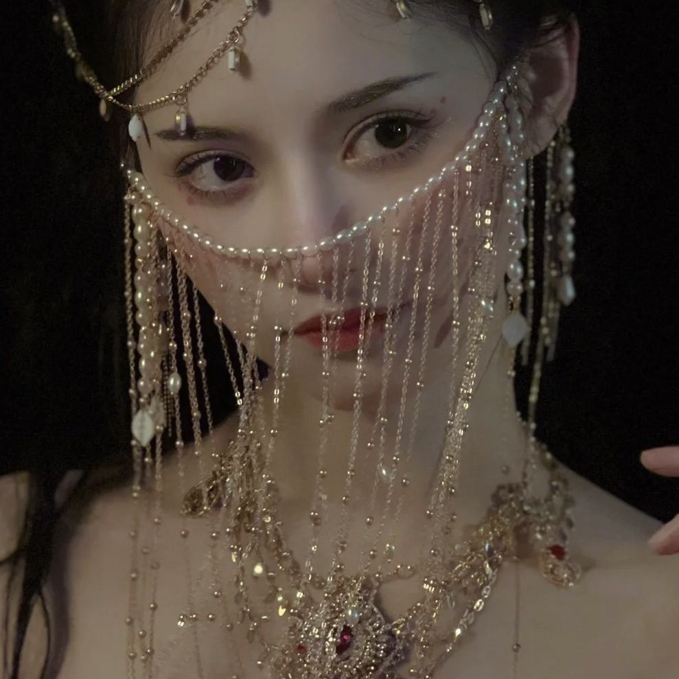 Super Fairy Pure Desire Style Tassel Face Ornaments, Exotic Han Dynasty Ancient Costume Headwear, Veil, Western Dance Girl Decorative Face Ornaments