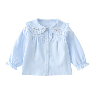 Baby Base Shirt Female Baby Spring and Autumn Cotton Clothes Girls White Shirt Spring Clothes Base Clothes Long Sleeve Top for Women