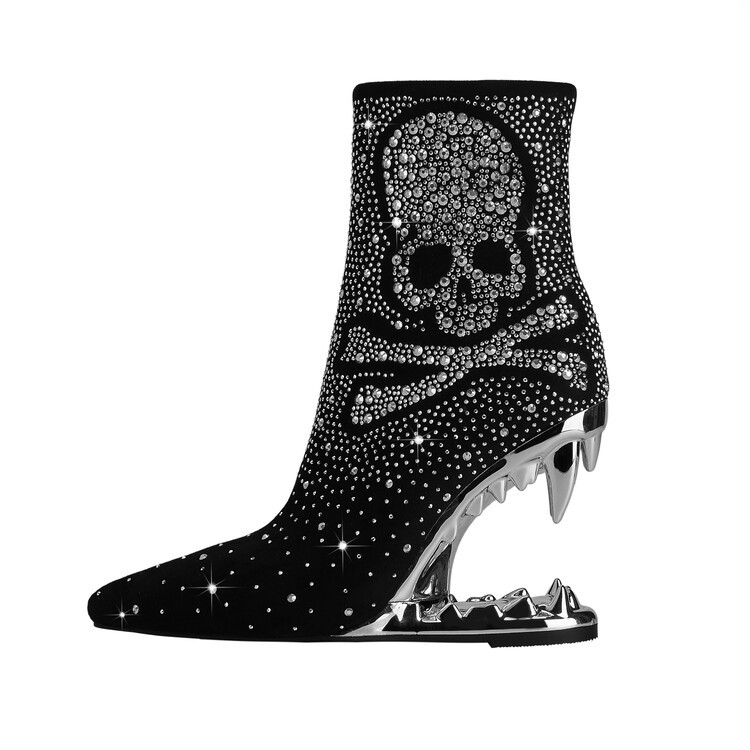 Cross-border independent website ins fashion show rhinestone stiletto high-heeled women's boots for Halloween
