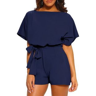 Europe and the United States cross-border in stock a generation of Amazon AliExpress summer short sleeve jumpsuit short sleeve jumpsuit