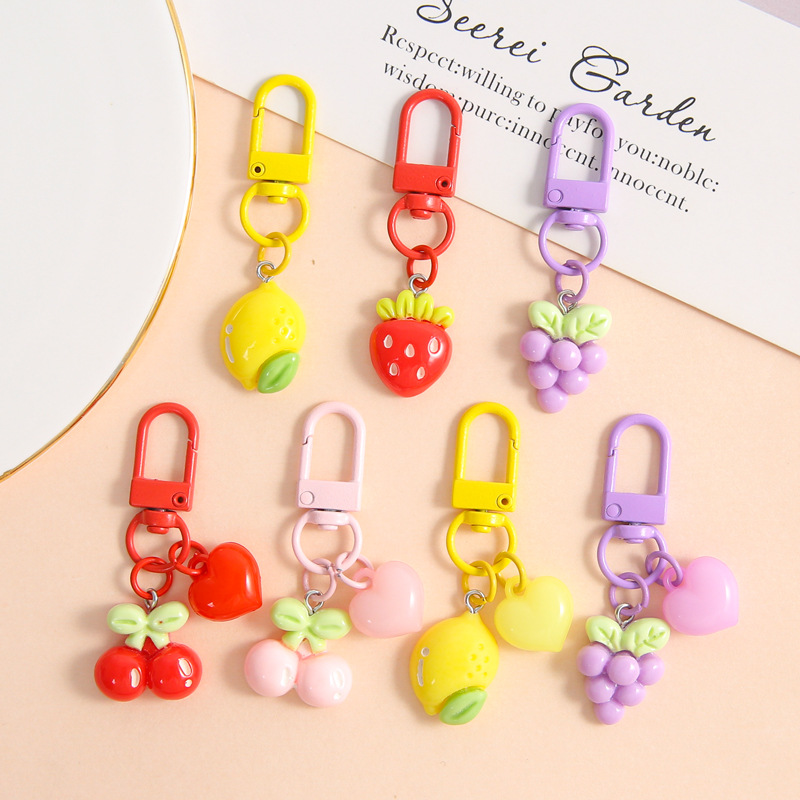 New Candy Color Resin Fruit Keychain Artificial Fun Bag Pendant DIY Cute Jewelry Accessories Material