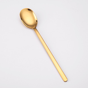 304 stainless steel tableware light luxury Korean-style long handle dessert stirring coffee spoon spoon spoon color making logo spoon