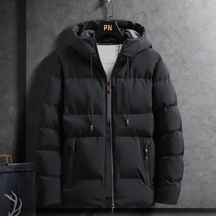 Men's slim-fit cotton-padded jacket 2024 autumn and winter cotton-padded jacket men's Korean velvet cotton-padded jacket men's youth hooded jacket men's