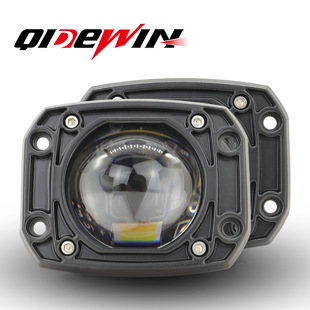 Factory wholesale 3-inch square motorcycle spotlight two-color lens embedded electric car headlight car led fog lamp