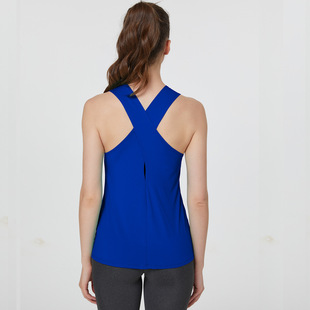 Sports Vest Women's Quick-Dry Running Fitness Top Sleeveless Yoga Clothes Cross Beauty Back Outer Wearing Blouse Loose Outer Wearing