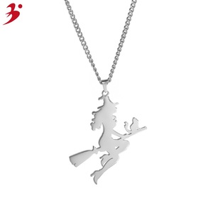 Europe and the United States cross-border new ladies Angel stainless steel sweater necklace Halloween jewelry gift witch pendant necklace