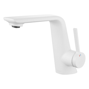 Simple Cream Style Basin Faucet Hot and Cold All Copper Bathroom Washpan Dummy White Faucet Milk White Style