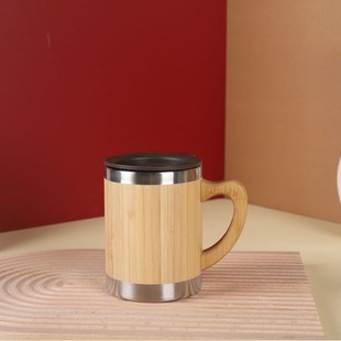 Fashion 304 stainless steel bamboo shell cup bamboo shell insulation water cup portable car intelligent creative bamboo cup
