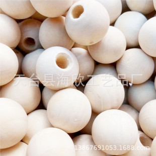 Cross-border wooden crafts Lotus Wood round beads 20MM Wood and half hole wooden beads DIY jewelry accessories in stock