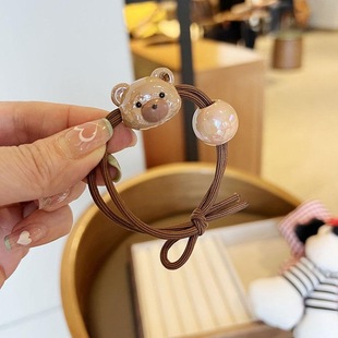 Super cute cute little rabbit high elastic hair band head rope ball head leather cover Korean headwear ponytail