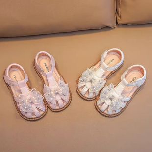 Girls' Sandals Children's Baby Girl Princess Girls' Shoes New Style Baotou 2025 Summer Mid-Big Kids Soft Sole Fashionable Shoes