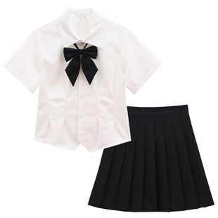 Korean style waist shirt bow white shirt women's summer 2024 new academic style jk short sleeve sweet hot top