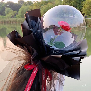 Net red luminous rose wave ball Valentine's Day hot with light balloon bouquet children's stall street selling material bags