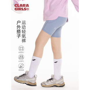 Girls' Sports Shark Shorts 2025 Summer Children's High Waist Elastic Five Points Yoga Pants Casual Riding Leggings