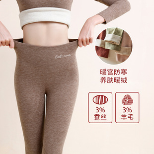 High Waist Fleece Autumn Trousers Women's Autumn and Winter Fleece-Lined Thickened Silk Belly-Tucking Warm Pants Exterior-Wearing Hot Non-Traceless Bottoming Pants