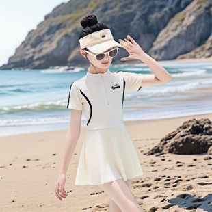 Children's Swimwear Girls' 2025 New Style Suit for Girls Middle and Big Kids Students Sports Professional Training Hot Spring Swimsuit
