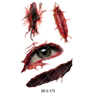 in stock Supply New Halloween Tattoo Sticker Simulation Scar Face Disposable Temporary Waterproof Sweat Tattoo Sticker