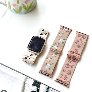 Ремешок для часов iwatch Apple S8 Летний Новый Цветочный эластичный с одним кольцом Applewatch7456 поколения