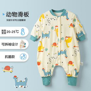 Baby sleeping bag spring and autumn pure cotton double-layer baby sleeping bag four seasons Universal Children's split-leg air-conditioned room Anti-kick quilt summer