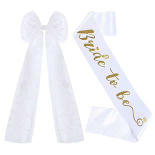 Cross-border new bridal headdress shoulder strap suit European and American pearl bow super fairy mesh ribbon hair accessories wholesale