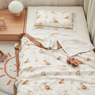 New children's summer bamboo fiber four-layer gauze antibacterial blanket factory wholesale class A day bamboo fiber
