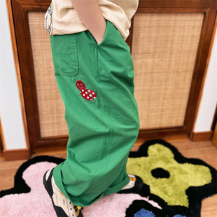 LM No Return No Change 2025 Spring and Summer New Children's Trousers Embroidered Coccinella septempunctata Casual Pants for Boys and Girls