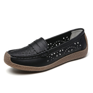 Spring and Summer plus size women's shoes genuine leather mother's shoes tendon bottom lazy shoes low top nurse shoes comfortable women's shoes peas shoes