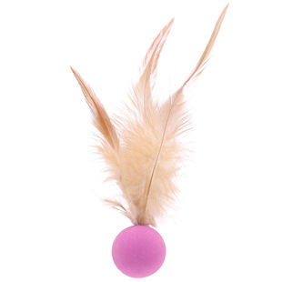Cat Toy Feather Bouncing Ball Cat Toy Pet Cat Relieving Toy Chicken Feather Jumping Ball Cat Self-Hi Toy