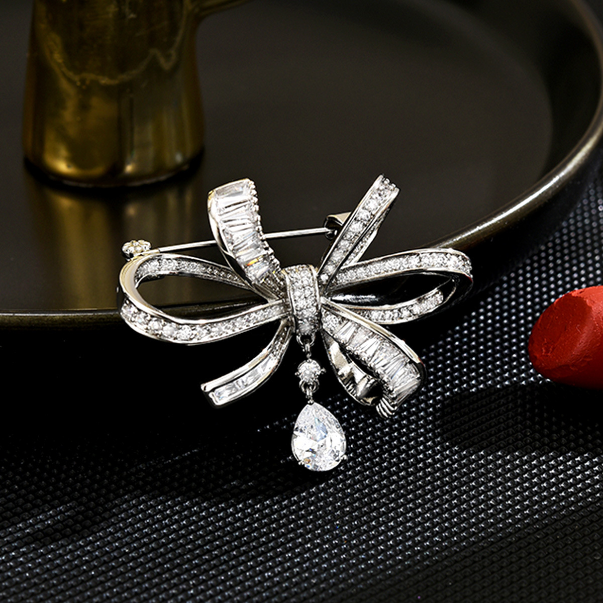 Korean Style Niche Simple All-match Pendant Bow Small Brooch Fashion Ins Exquisite Clothing Collar Pin Accessories Corsage