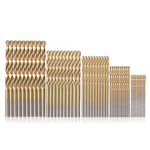 50pc titanium-plated twist drill 50 drill bit high speed steel straight handle metal punching combination suit woodworking hole