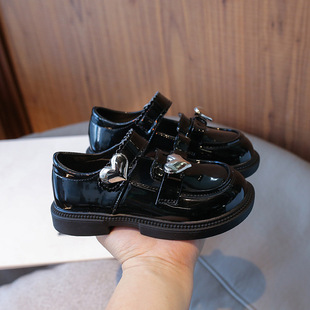 Girl's Small Leather Shoes 2025 Spring New Style Girl's Soft-soled Single-layer Shoes Fashion British Style All-match Shoes for Big Children