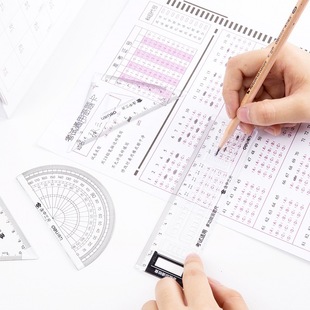 Deli 71961 Answer Card Set Ruler Student Transparent Ruler Multifunctional Coating Caliper Ruler Student Examination Supplies