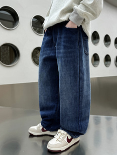 Boys' Spring Jeans 2025 New Style Big Boy's Pants Teenagers' Casual Straight Pants