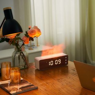 Cross-border new flame humidifier aroma diffuser colorful simulation wood clock humidifier diffuser creative