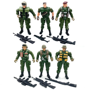Military Soldier Model 12 Counter-Terrorism Police Soldier Models Joint Movable Figures with Weapons Cross-Border Hot Sale