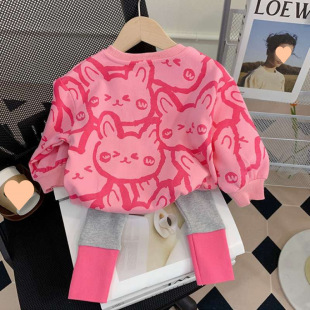 Girls Autumn Clothing Set 2024 New Fashionable Children's Clothing Autumn Children's Baby Girl Sweater Two-Piece Set Spring and Autumn