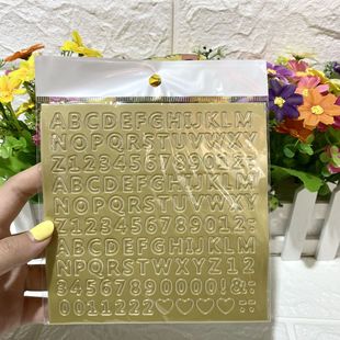2022 Golden Letter Sticker Digital Sticker Three-dimensional Bubble Sticker English Letter Sticker Source Product New Production