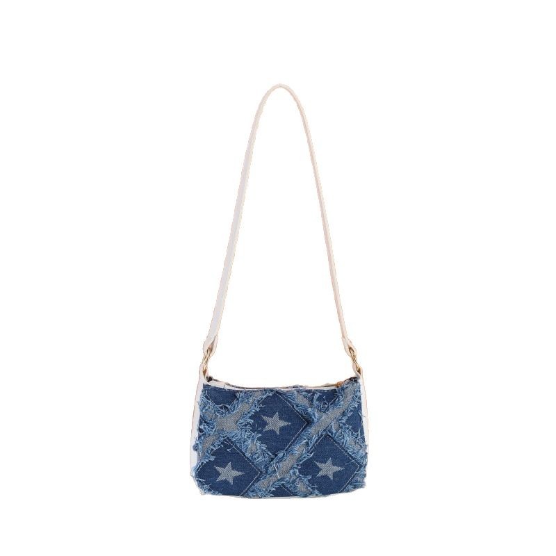 New trendy denim underarm bag, cross-border women's small square bag, versatile shoulder bag, dropshipping available.
