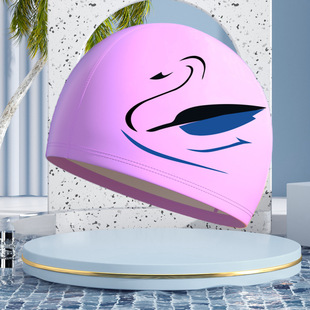 PU swimming cap cartoon pattern ear protection and hair care swimming pool wholesale solid color men and women with adult running hot spring swimming hat