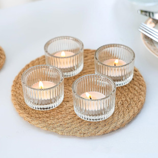 Fragrance Cup Simple Striped Aromatherapy Candlestick Cup Vertical Striped Candle Glass Candle Dinner Aromatherapy Candle Cup