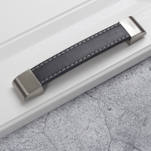 Factory supply modern fashion simple Chinese leather furniture accessories handle cabinet drawer wardrobe door handle