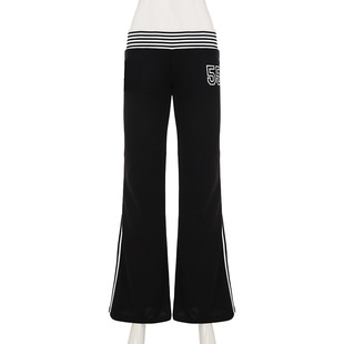 Flared Sweatpants Casual Long Pants New Striped Letter Slimming Patchwork