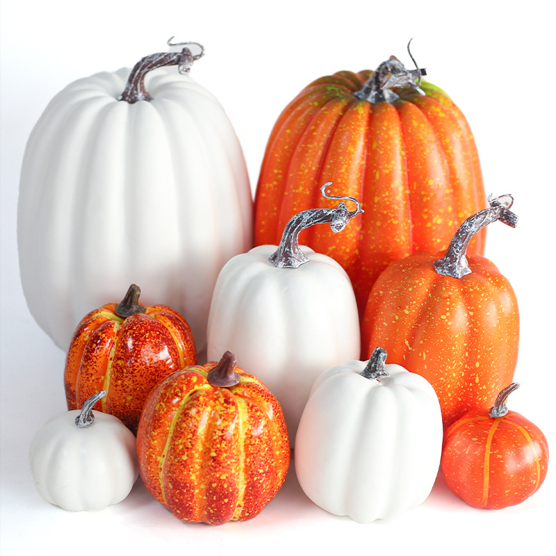 Halloween realistic model large pumpkin, white and orange pumpkin, festival decoration, party ornament, photography prop wholesale