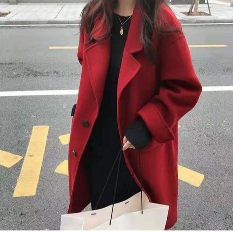Kuz-qish 2026 yangi kolleksiyasi, har qanday kiyimga mos keladigan plash, koreyscha talqin, talabalar uchun, bo‘yi pastlar uchun qora jun matoli ayollar paltosi, ins moda