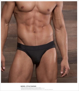 New Men's Fashion Low Waist High Fork Underwear U Convex Pocket Trendy Breathable U Convex Cotton Solid Color Triangle Shorts