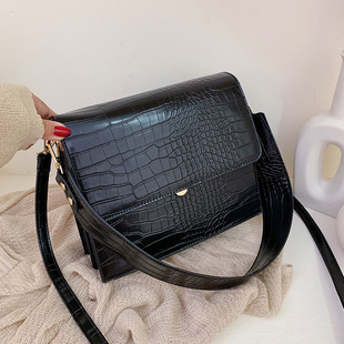 Autumn and Winter New Western Style Broadband Bag Women's New 2021 Texture Stone Pattern Shoulder Small Square Bag Crossbody Bag Women's Bag
