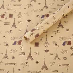 In stock factory wholesale Vintage Kraft wrapping paper Ins style bouquet wrapping paper book paper gift box wrapping paper