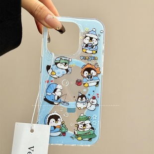 Rocking Christmas Penguin with Magnetic Applicable Apple 16promax Phone Case iphone15/14 Soft 13/12
